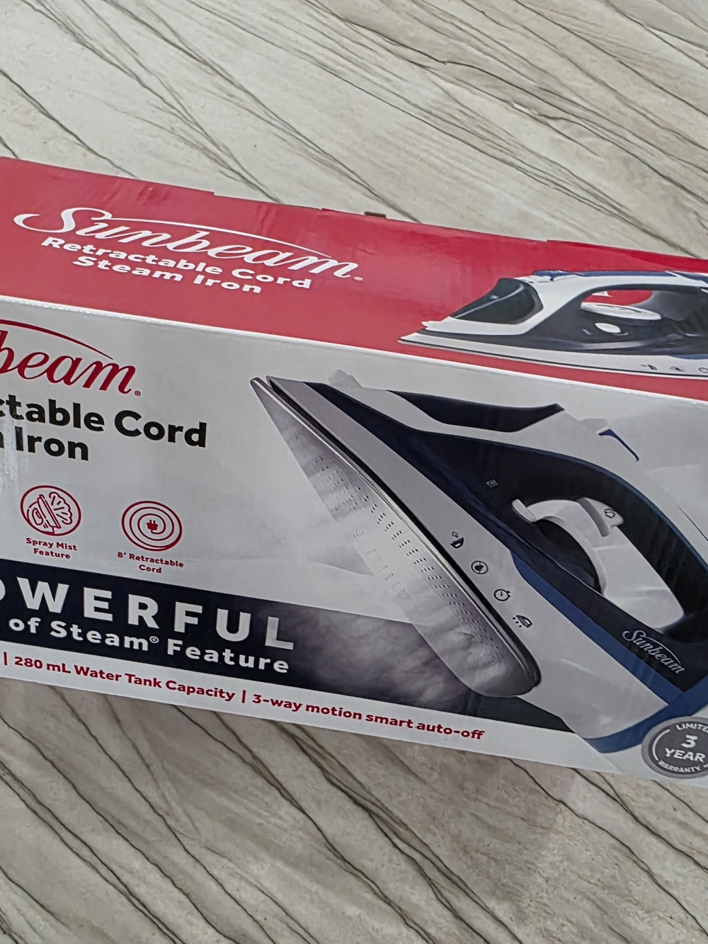 NEW Sunbeam Steam Iron with Retractable Cord